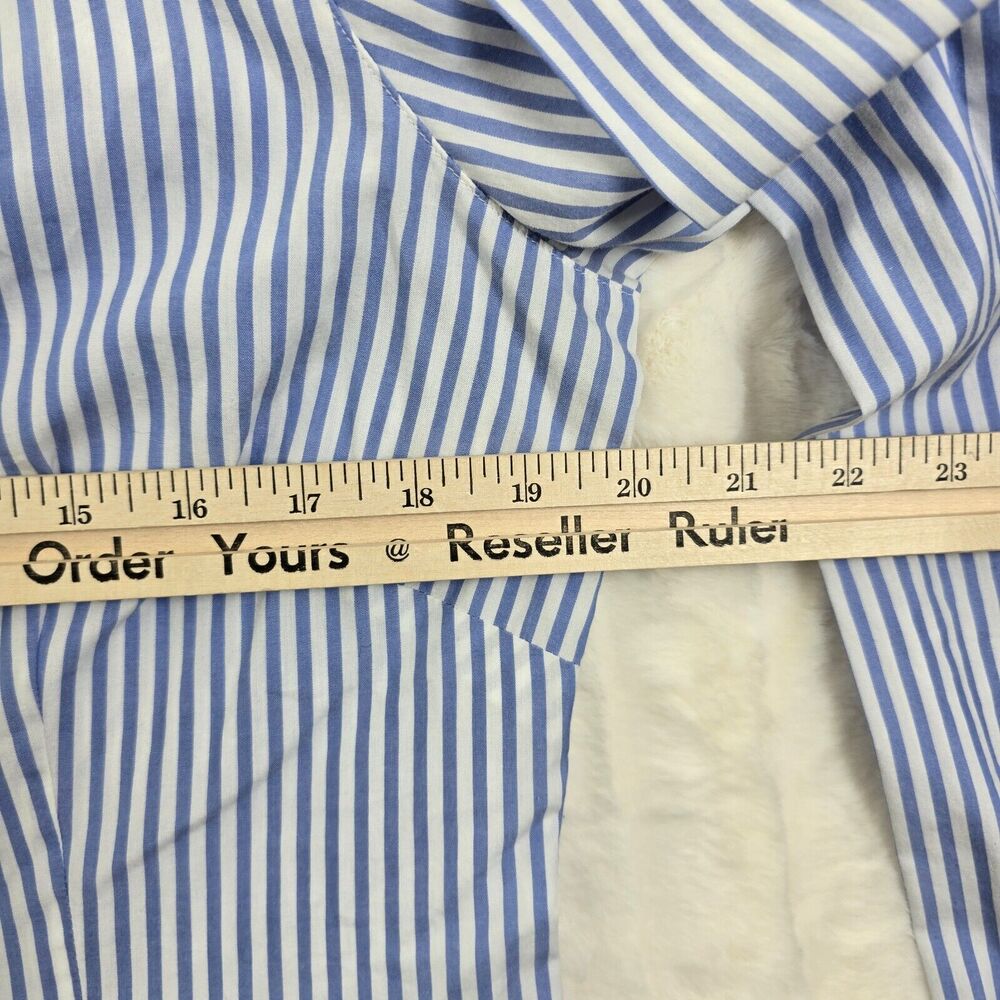 Lilly Pulitzer Women's Blue & White Striped Button Down Ruffle Shirt Size 10 - Picture 11 of 14